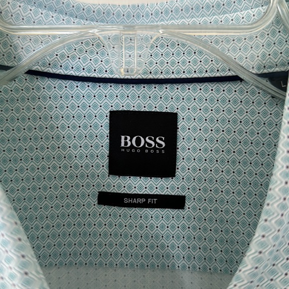 Hugo Boss men’s long sleeve button down shirt size large sharp fit, teal color - Picture 5 of 10